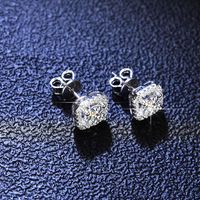 Simple Style Square Sterling Silver Moissanite Zircon Ear Studs In Bulk main image 4