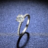Simple Style Solid Color Sterling Silver Inlay Moissanite Zircon Rings main image 1