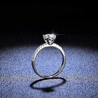 Simple Style Solid Color Sterling Silver Inlay Moissanite Zircon Rings main image 4
