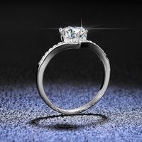 Simple Style Round Sterling Silver Inlay Moissanite Zircon Rings main image 3