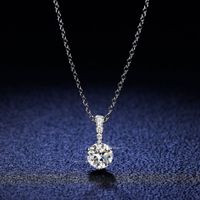 Simple Style Rhombus Sterling Silver Inlay Moissanite Zircon Pendant Necklace sku image 1