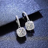 Simple Style Square Sterling Silver Inlay Moissanite Earrings sku image 1