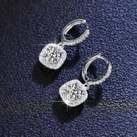 Simple Style Square Sterling Silver Inlay Moissanite Earrings main image 4