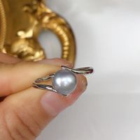 Lady Simple Style Solid Color Copper Plating Inlay Freshwater Pearl Rings sku image 2