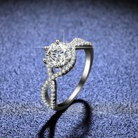 Einfacher Stil Herzform Sterling Silber Inlay Moissanit Zirkon Ringe sku image 4