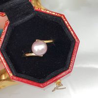 Lady Simple Style Solid Color Copper Plating Inlay Freshwater Pearl Rings sku image 1