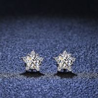 Simple Style Star Sterling Silver Inlay Ear Studs sku image 1
