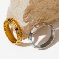 304 Stainless Steel 16K Gold Plated White Gold Plated Gold Plated Simple Style Inlay Solid Color Zircon Rings main image 1