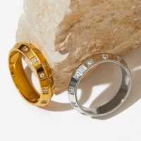 304 Stainless Steel 16K Gold Plated White Gold Plated Gold Plated Simple Style Inlay Solid Color Zircon Rings main image 6