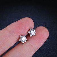 Simple Style Star Sterling Silver Inlay Ear Studs main image 5