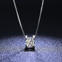 Simple Style Rhombus Sterling Silver Inlay Moissanite Pendant Necklace main image 1