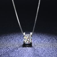 Simple Style Rhombus Sterling Silver Inlay Moissanite Pendant Necklace main image 6