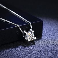 Simple Style Rhombus Sterling Silver Inlay Moissanite Pendant Necklace main image 5