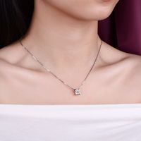 Simple Style Rhombus Sterling Silver Inlay Moissanite Pendant Necklace main image 3