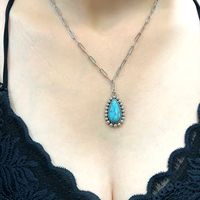 Retro Bohemian Oval Alloy Plating Inlay Turquoise Women's Pendant Necklace main image 1