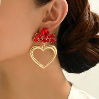 1 Pair Luxurious Heart Shape Inlay Zinc Alloy Rhinestones Dangling Earrings main image 7