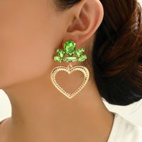 1 Pair Luxurious Heart Shape Inlay Zinc Alloy Rhinestones Dangling Earrings main image 8