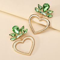 1 Pair Luxurious Heart Shape Inlay Zinc Alloy Rhinestones Dangling Earrings sku image 2