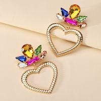 1 Pair Luxurious Heart Shape Inlay Zinc Alloy Rhinestones Dangling Earrings sku image 1