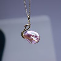 Elegant Simple Style Swan Freshwater Pearl Copper Pendant Necklace sku image 1