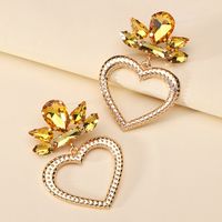 1 Pair Luxurious Heart Shape Inlay Zinc Alloy Rhinestones Dangling Earrings sku image 6