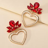 1 Pair Luxurious Heart Shape Inlay Zinc Alloy Rhinestones Dangling Earrings sku image 5
