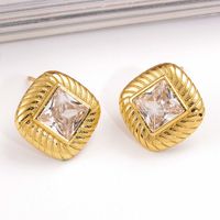 1 Pair Vintage Style Simple Style Oval Heart Shape Plating Inlay Copper Zircon 18k Gold Plated Ear Studs main image 5