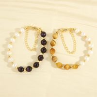 Simple Style Irregular Round Artificial Gemstones Freshwater Pearl Copper Handmade Plating 18k Gold Plated Bracelets main image 7