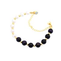 Simple Style Irregular Round Artificial Gemstones Freshwater Pearl Copper Handmade Plating 18k Gold Plated Bracelets main image 2
