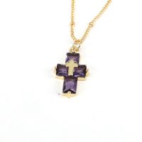 Casual Hip-hop Cross Copper Plating Inlay Zircon Gold Plated Pendant Necklace sku image 1