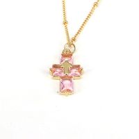 Casual Hip-hop Cross Copper Plating Inlay Zircon Gold Plated Pendant Necklace main image 7