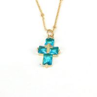 Casual Hip-hop Cross Copper Plating Inlay Zircon Gold Plated Pendant Necklace main image 4