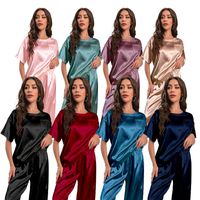 Women's Simple Style Solid Color Imitated Silk Polyester Pocket Pants Sets main image 2