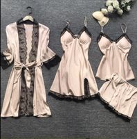 Women's Sexy Solid Color Imitated Silk Polyester Lace Shorts Sets main image 3