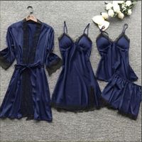 Women's Sexy Solid Color Imitated Silk Polyester Lace Shorts Sets main image 4