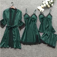 Women's Sexy Solid Color Imitated Silk Polyester Lace Shorts Sets main image 6