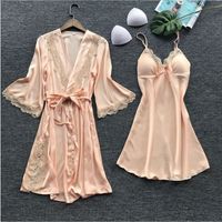 Women's Luxurious Sexy Solid Color Polyester Satin Lace Skirt Sets main image 3