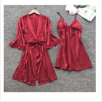 Women's Luxurious Sexy Solid Color Polyester Satin Lace Skirt Sets main image 5