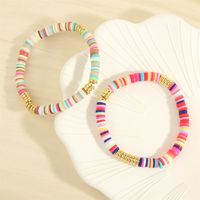 Bohemian Beach Round Colorful 18k Gold Plated Soft Clay Copper Wholesale Bracelets main image 10