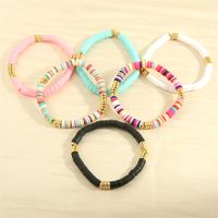 Bohemian Beach Round Colorful 18k Gold Plated Soft Clay Copper Wholesale Bracelets main image 1