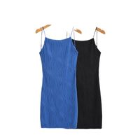 Women's Strap Dress Sexy Lettuce Trim Sleeveless Solid Color Above Knee Party Street main image 3