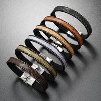 Casual Solid Color Pu Leather Men's Bracelets main image 1