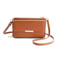 Women's Pu Leather Solid Color Elegant Basic Square Zipper Shoulder Bag Crossbody Bag Coin Purse sku image 4