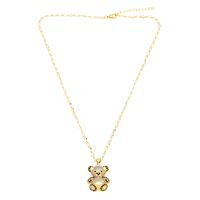Cute Streetwear Little Bear Bird Copper 18k Gold Plated Zircon Pendant Necklace In Bulk main image 4