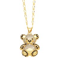 Cute Streetwear Little Bear Bird Copper 18k Gold Plated Zircon Pendant Necklace In Bulk main image 2
