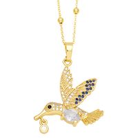 Cute Streetwear Little Bear Bird Copper 18k Gold Plated Zircon Pendant Necklace In Bulk main image 3