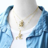 Cute Streetwear Little Bear Bird Copper 18k Gold Plated Zircon Pendant Necklace In Bulk main image 1