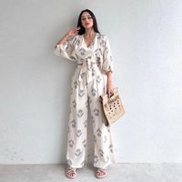 Women's Casual Flower Polyester Printing Leisure Suit Pants Sets sku image 9