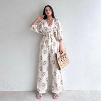 Women's Casual Flower Polyester Printing Leisure Suit Pants Sets sku image 10