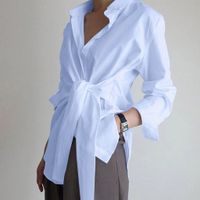 Women's Blouse Long Sleeve Blouses Simple Style Solid Color main image 5